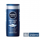 4er Nivea Men Protect und Care Pflegedusche, (4 x 250 ml)